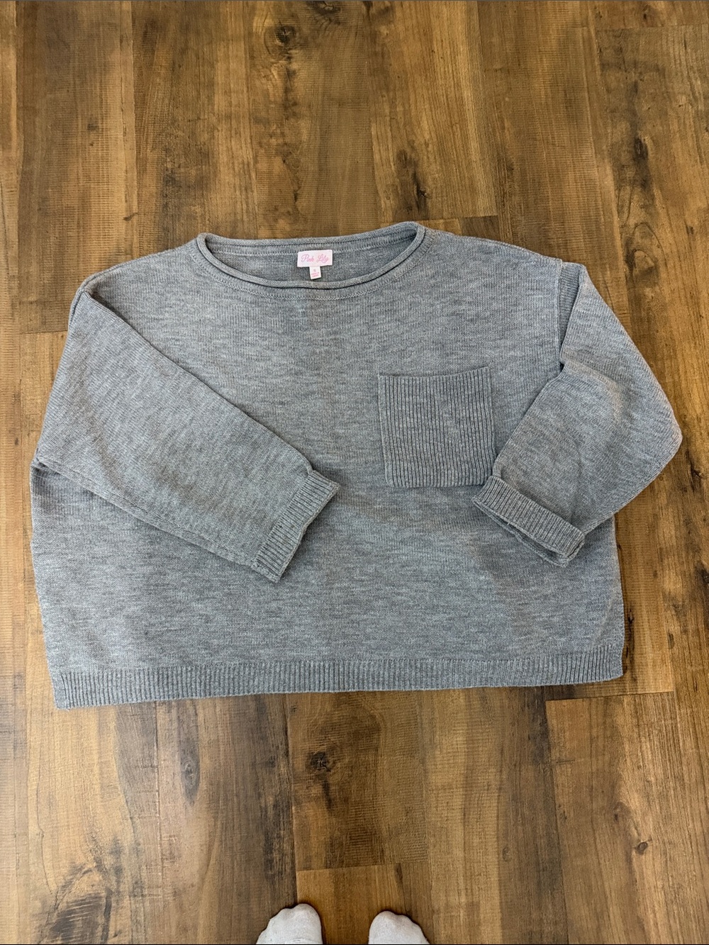 Pink Lily Gray Crewneck Pocket Sweater - Men's